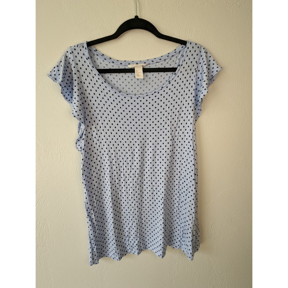 H&M Polka Dot Flutter Sleeve Tee Sz L